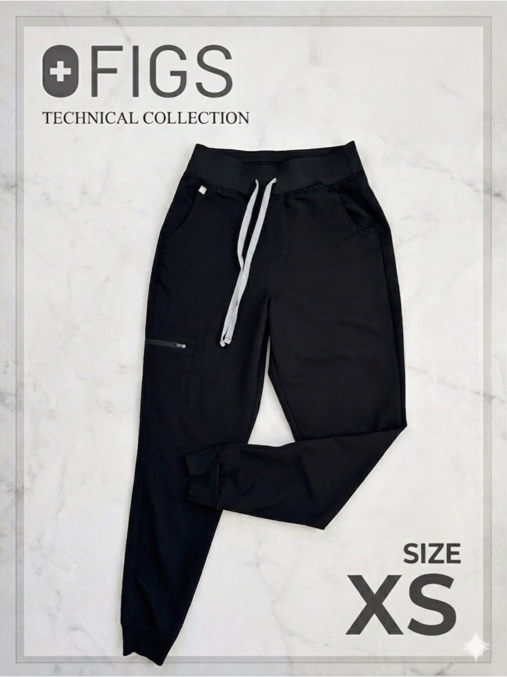 FIGS Technical Collection Women’s Zamora Jogger Scrub Pants - Black - Size XS